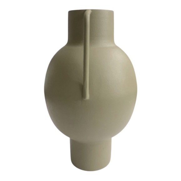 Bloomingville Textured Metal Vase with Handle, Sage Green Metal Vase, MCM Vase - Picture 3 of 9